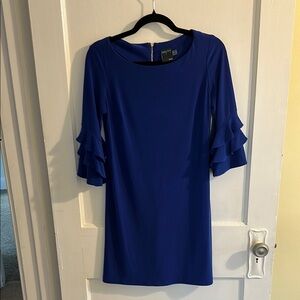 Blue Ruffled Sleeve Dress